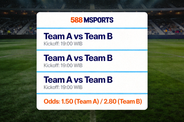 Tampilan halaman utama M88 MSports dengan daftar pertandingan sepak bola yang akan datang dan odds terpampang jelas